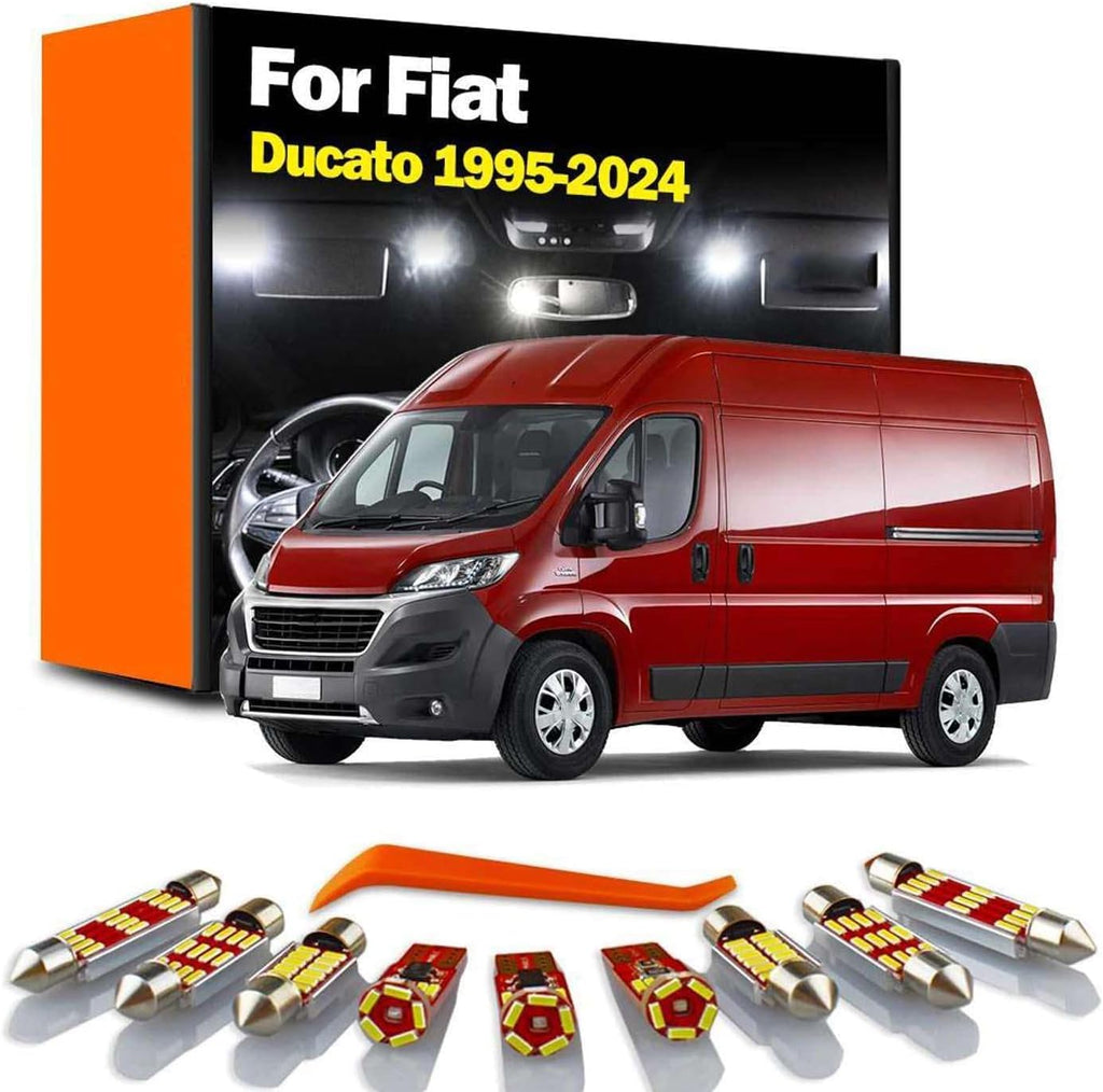 12pcs Car LED Interior Trunk Map Dome Glove Box Light Kit, for Fiat Ducato 1995-2022 2023 2024 Reading