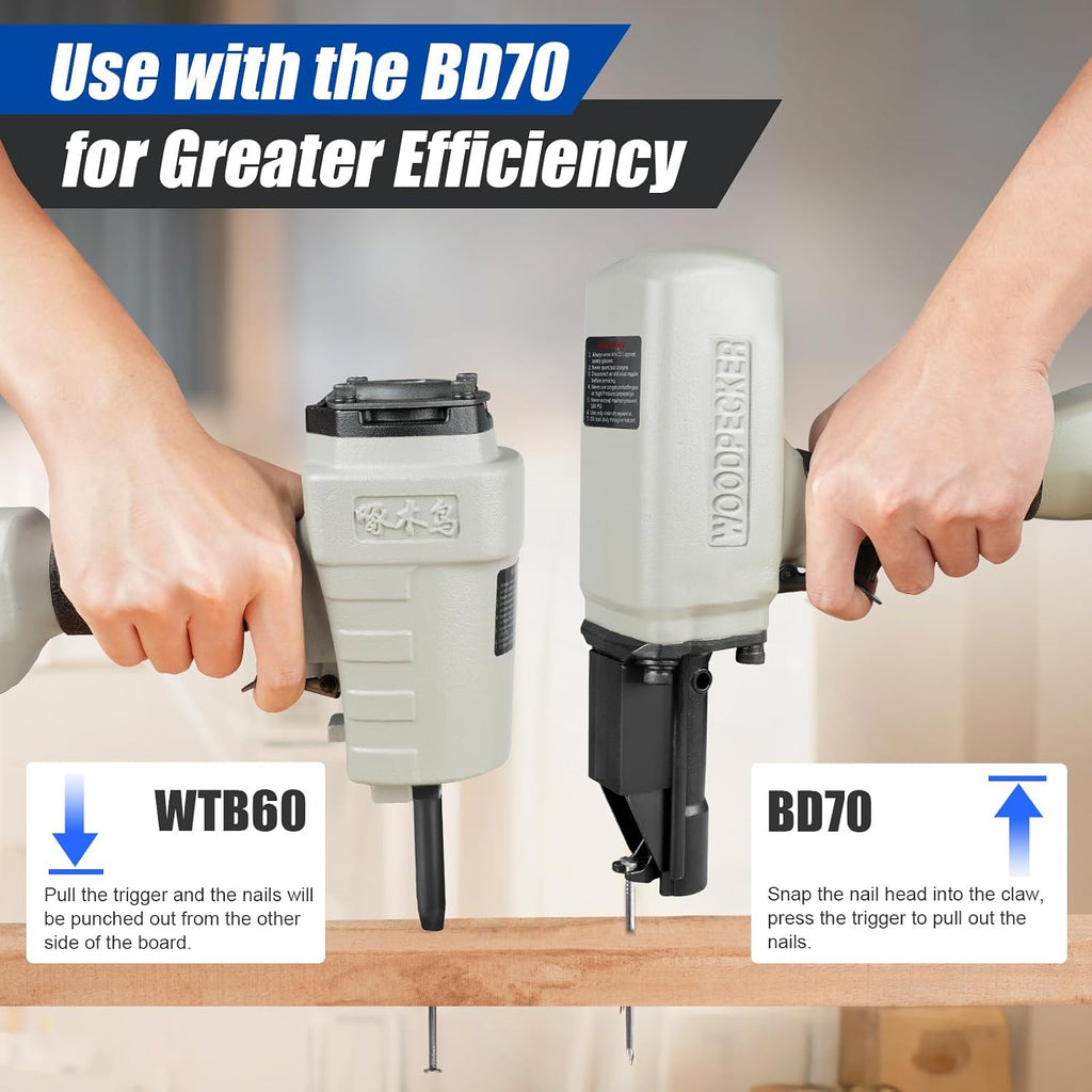 woodpecker wtb60 heavy duty pneumatic nail remover gun on a desk or shelf