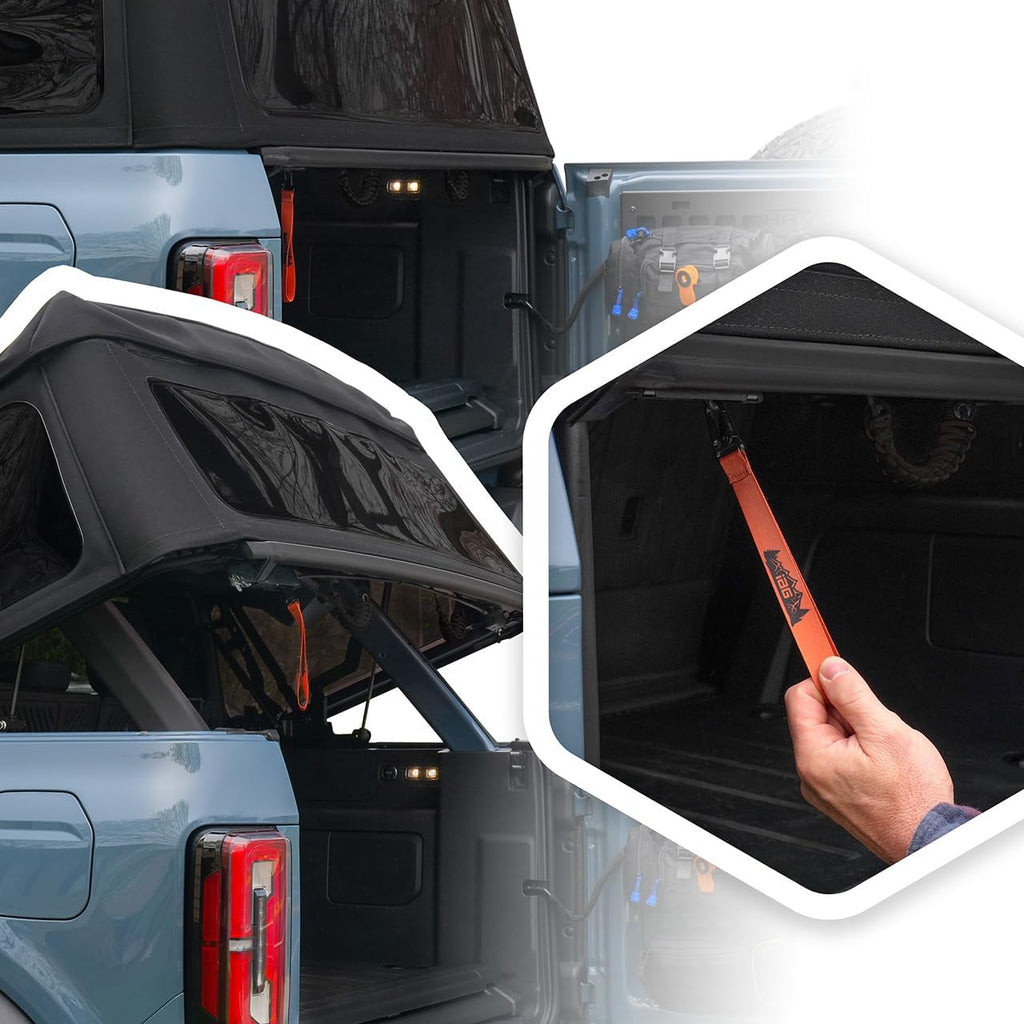 IAG V2 EZ-Pull Soft Top Rear Hatch Release Handle for Ford Bronco 2021-2026 4 Door Soft Top - One-Hand Cable-Actuated Pull Strap, Easy Install, Made in USA