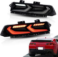 VLAND Led Tail Lights Compatible with Camaro Coupe 2014 2015 LT LS SS ZL1 w/Red Turn Signal Rear Lamp Assembly Smoke Lens Sold as Pairs