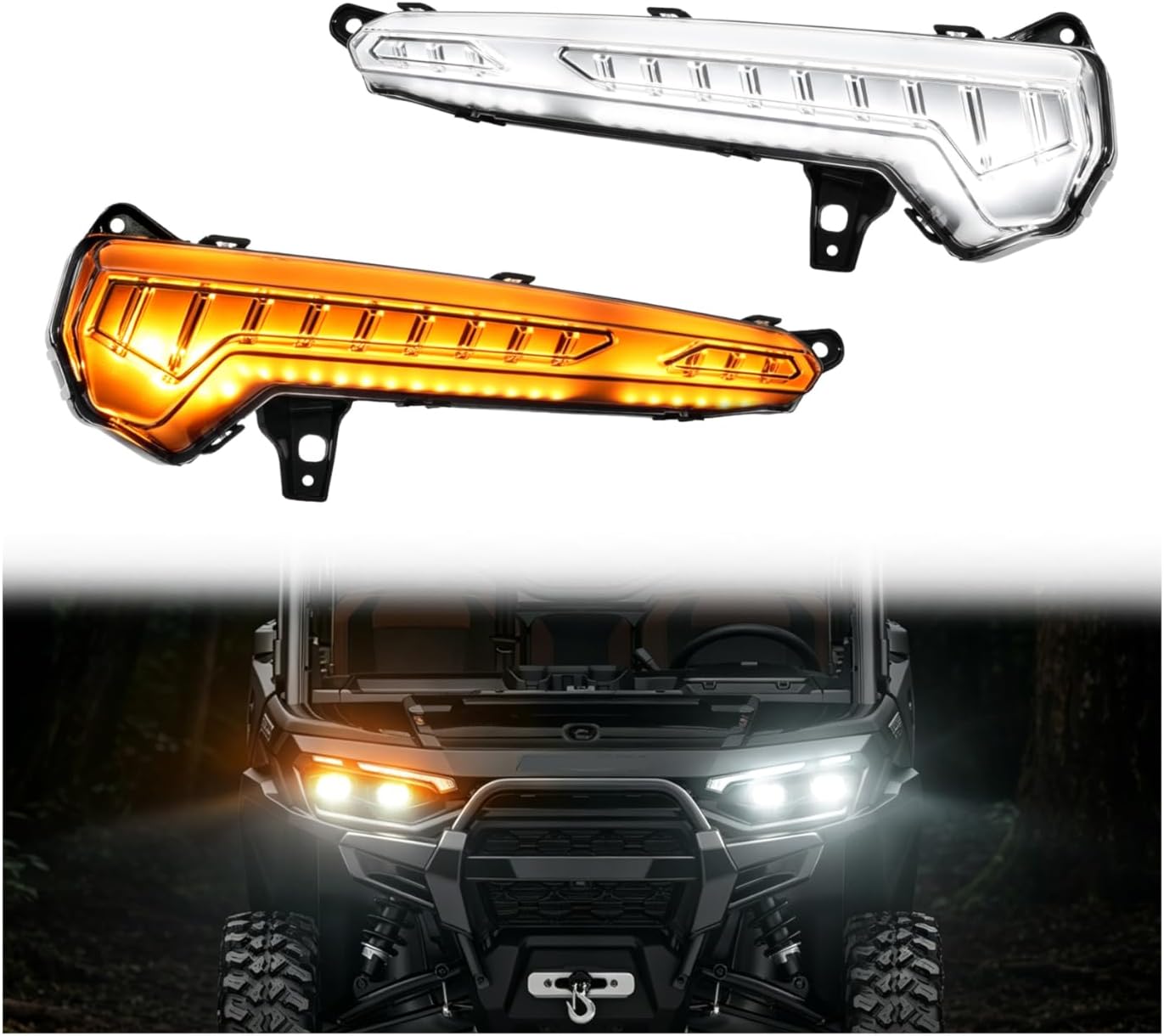 LED Daytime Running Lights for Can-Am Defender HD11 2026 Accessories, Front Auxiliary Lights Accent Fang Lights with DRL Turn Signal(2PCS, Replace #710009121, 710009122)