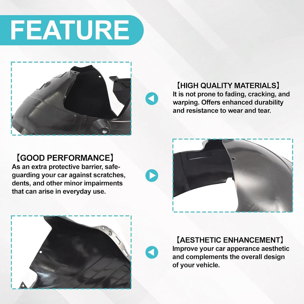 Right Front Inner Fender Liner Compatible with Hyundai Venue 2020 2021 2022 2023 2024 Passenger Side Fit for 86812K2000