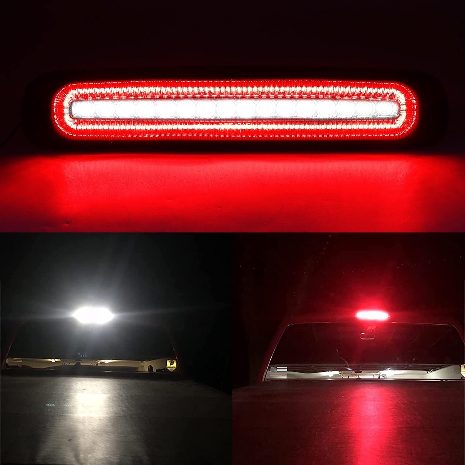 R&F Auto LED Smoked Third Brake Light with Seal Foam Gaskets Replacement for Silverado & Sierra 1500/2500/3500 HD Classic (1999-2007) Pickup Trucks Roof Cargo Lights Strobe High Mount Stop Lamp