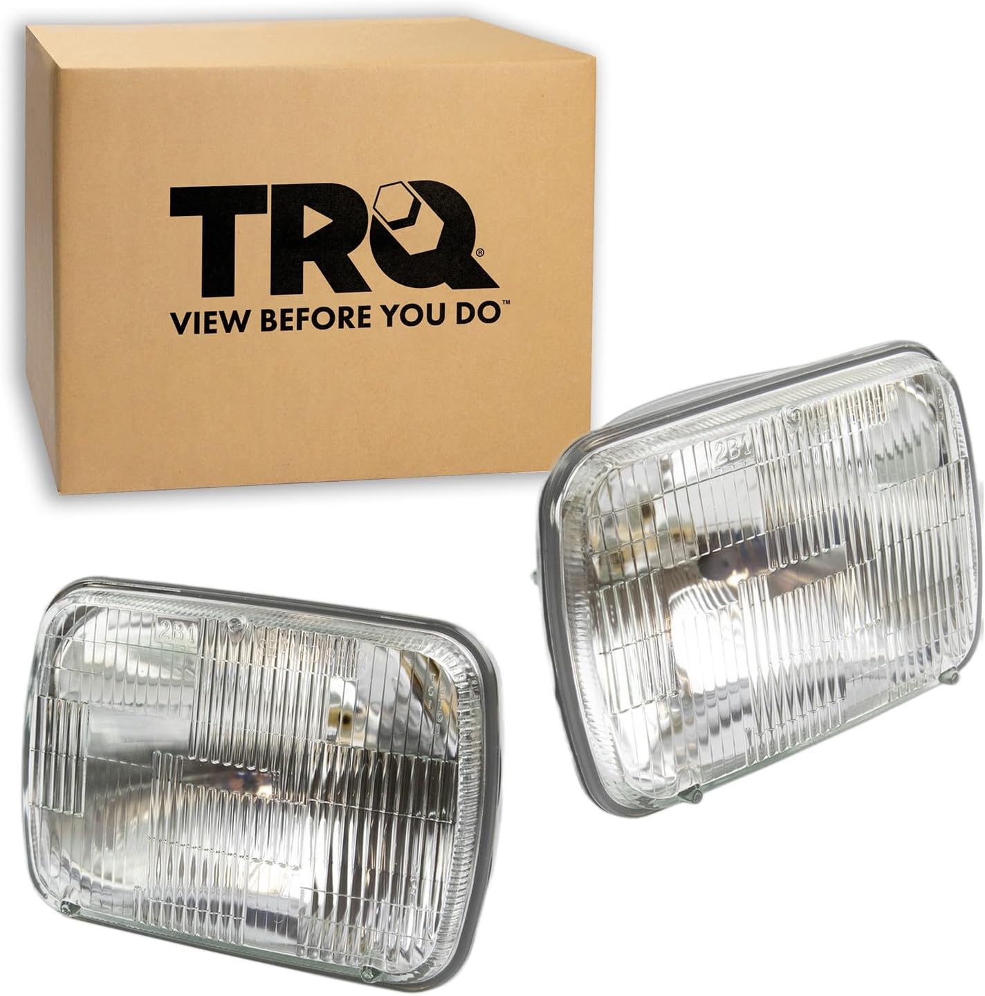 TRQ Driver and Passenger Side Headlight Assembly 2 Piece Set Sealed Beam Compatible with 99-10 Ford F250 F350 Super Duty 96-18 Chevrolet Express 1500 2500 3500 99-18 GMC Savana 1500 2500 3500