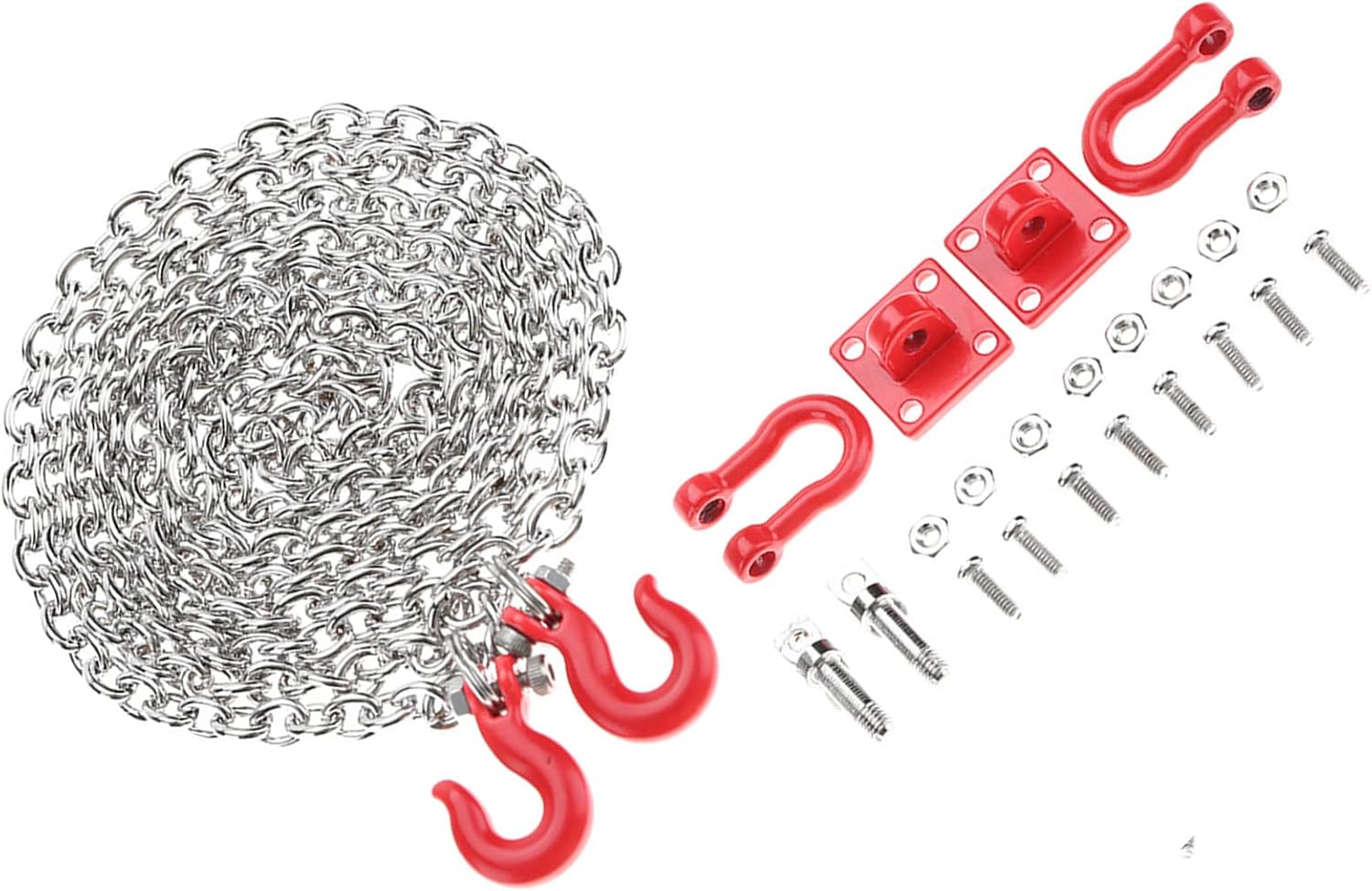 RC Tow Hook Chain, Metal Lightweight Durable, with U Shaped Pull and Buckle Components, for 1/10 Scale RC Crawler Car Hsp