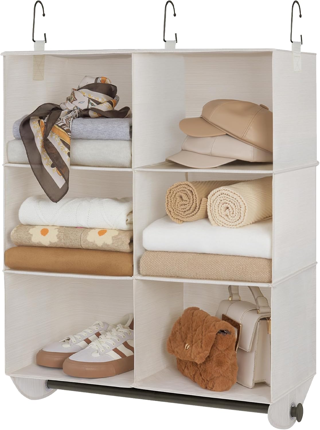storageworks hanging closet organizer with rod, 6 sections, main product view
