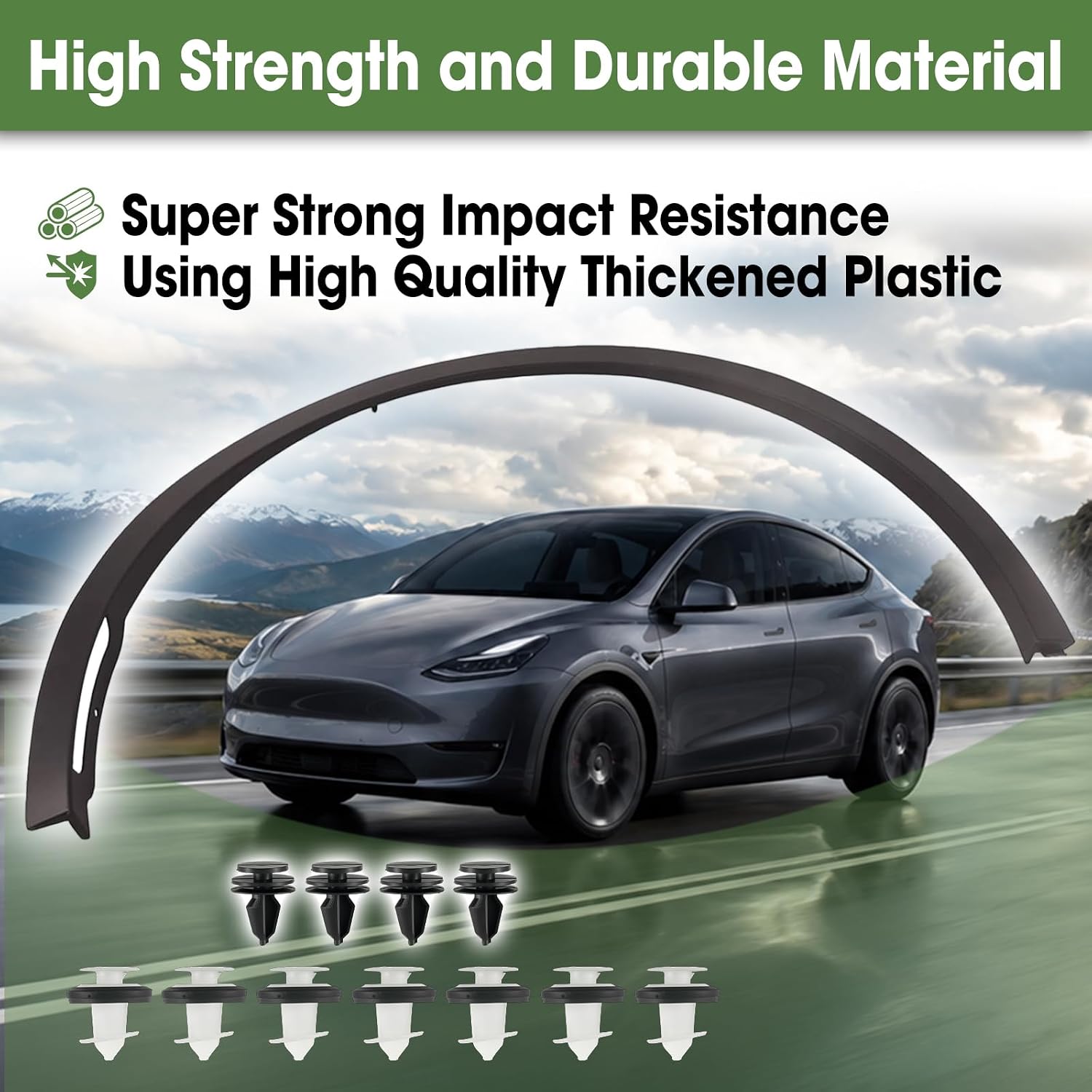 Front Left Wheel Arch Fender Flare Molding Trim Replace 149418500B 1494185-00-B 149416100B 1494161-00-B Fit for Tesla Model Y 2020 2021 2022 2023 2024 Driver Side