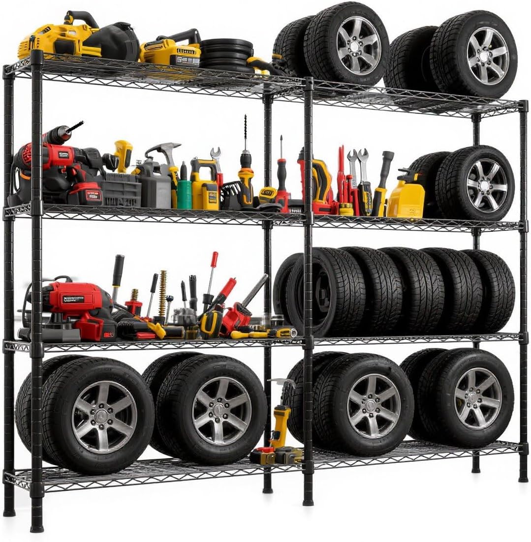 VINGLI 58" W Storage Shelves 1220LBS Heavy Duty Metal Shelving, Upgraded 4 Tier