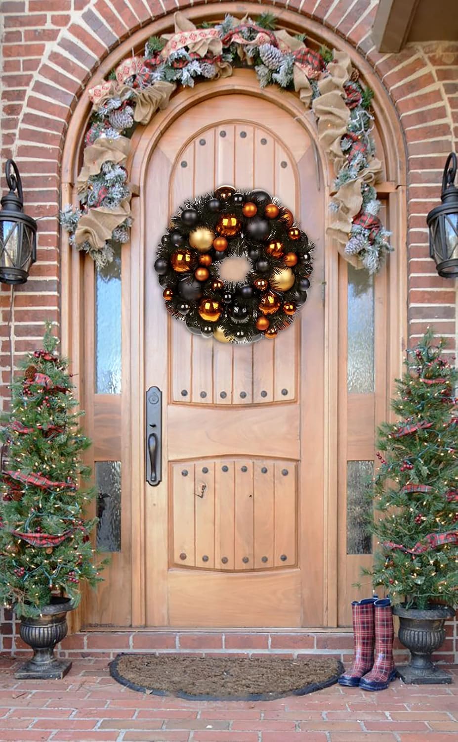 Halloween Black Ball Wreath 13" Xmas Wreaths Ornaments Glitter Thicken S...