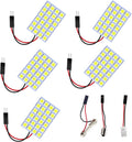 YM E-Bright 5-Pack White 5050 24SMD Led Panel Dome Light Lamp Auto Car Reading Interior Lamp DC 12V With T10 / BA9S / Festoon Adapters