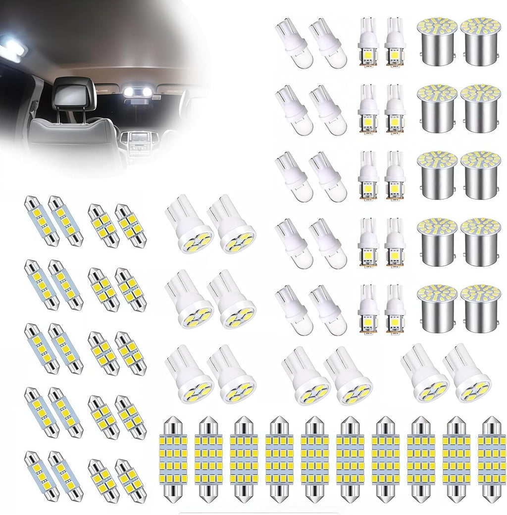 LED Lights for Car 70 PCS Bright White Interior LED Bulbs Kit, T10 31mm 36mm 41mm Reading License Plate Light, Plug and Play for Car Interior Indoor Map Dome Side Marker Bulbs