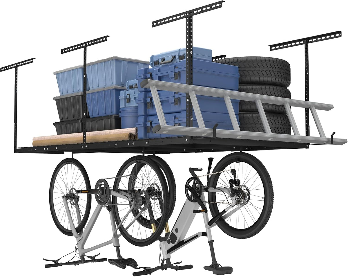 fleximounts 4x8 overhead garage storage rack with hooks, main product view