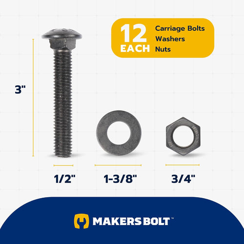 1/2 in. x 3 in. black carriage bolt shown in use