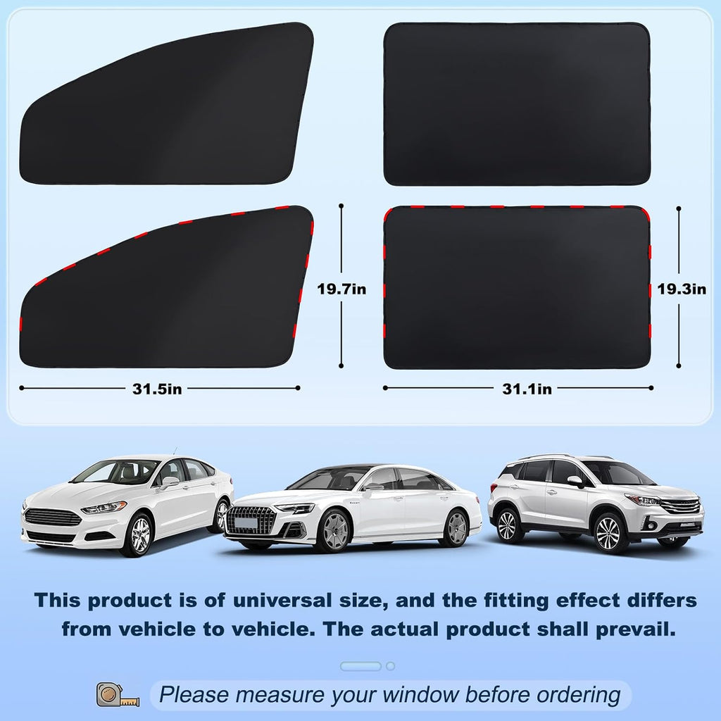 ZATOOTO Magnetic Car Window Shade 4 Pack, Car Shades for Side Windows for Sleeping Car Privacy Curtain UV Block Window Shade, Universal Size for Vehicle Sun Block Window Shade for Baby