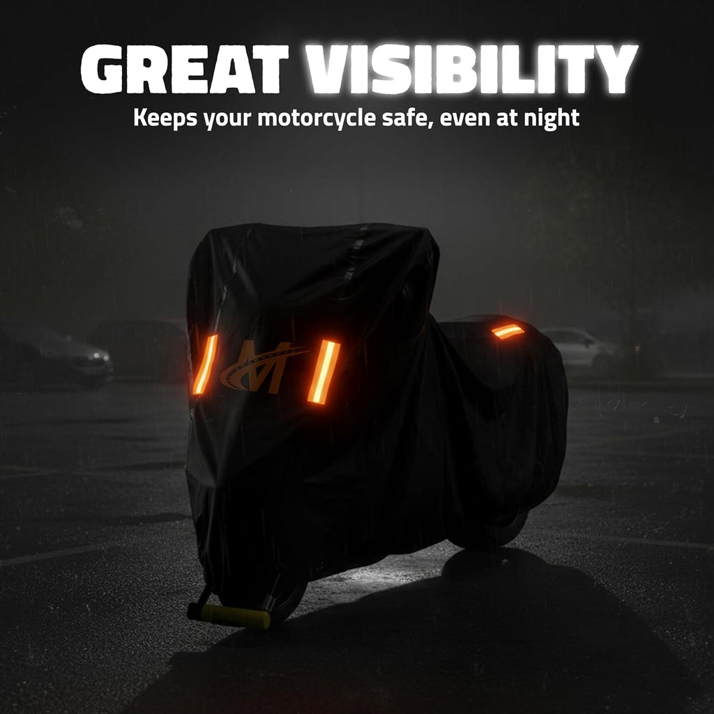 Mockins 91"x49"x39" Large Motorcycle Cover Heavy Duty Dual-Layer Fit | Motorcycle Cover Waterproof Outdoor 250G PVC + Soft HD Cotton For Midsize Cruisers, Sport-Touring & Retro Models Up to 91"