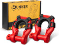 BUNKER INDUST 3/4" D Ring Shackle with 7/8" Pin,Red Tow Shackles with Isolator for Use with Tow Strap, Winch, 2 Pack Off-Road Recovery Shackle for Jeep Truck Vehicle ATV UTV, 42,000lbs Break Strength