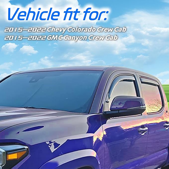 in Channel Rain Guards for 2015-2022 Chevy Colorado/GMC Canyon Crew Cab - Image 3