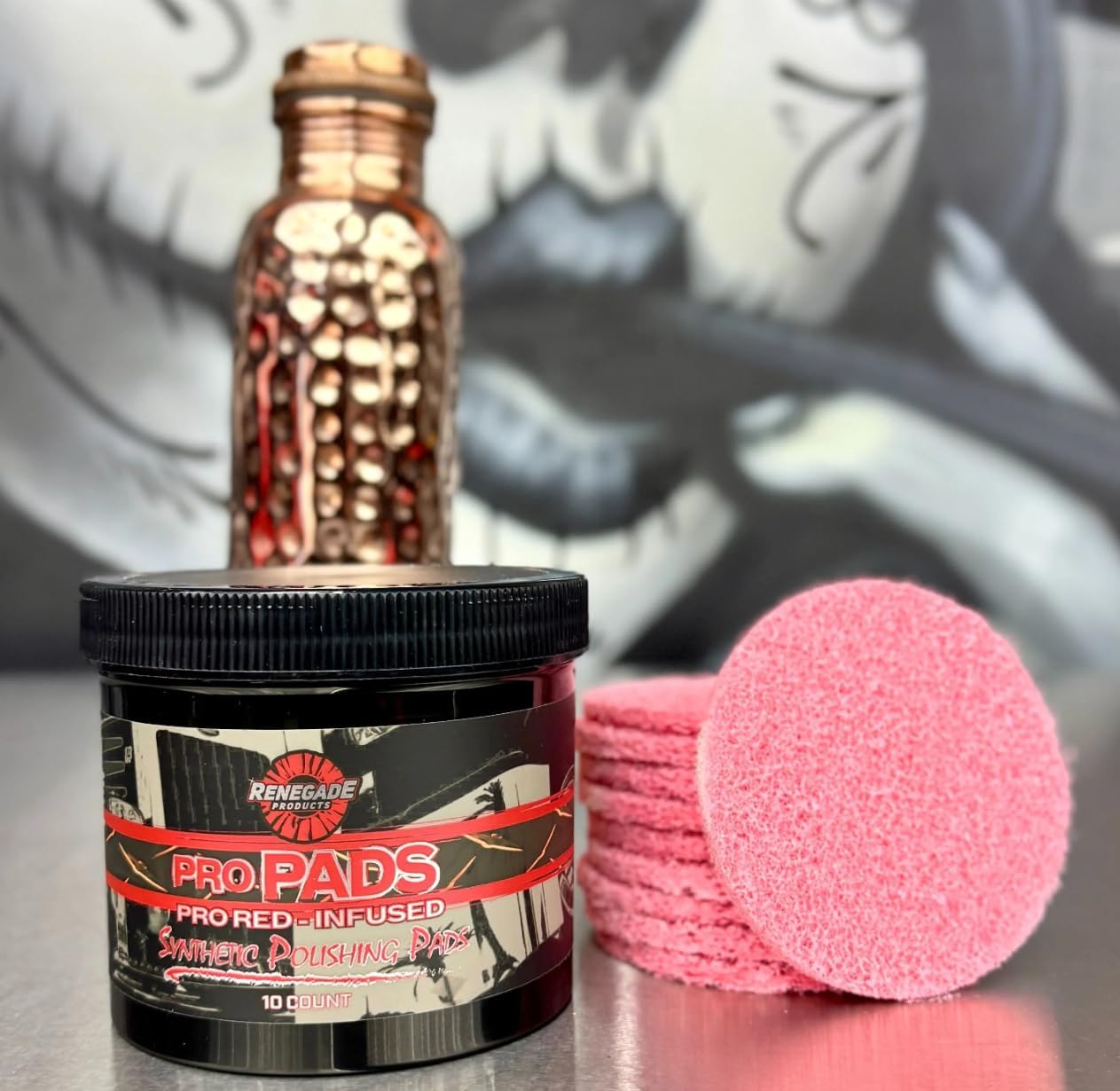 Renegade Pro Pads – Pre-Saturated Red Metal Polishing Pads for Aluminum & Stainless Steel – 10-Pack for Hand Application, Infused with Pro Red Polish