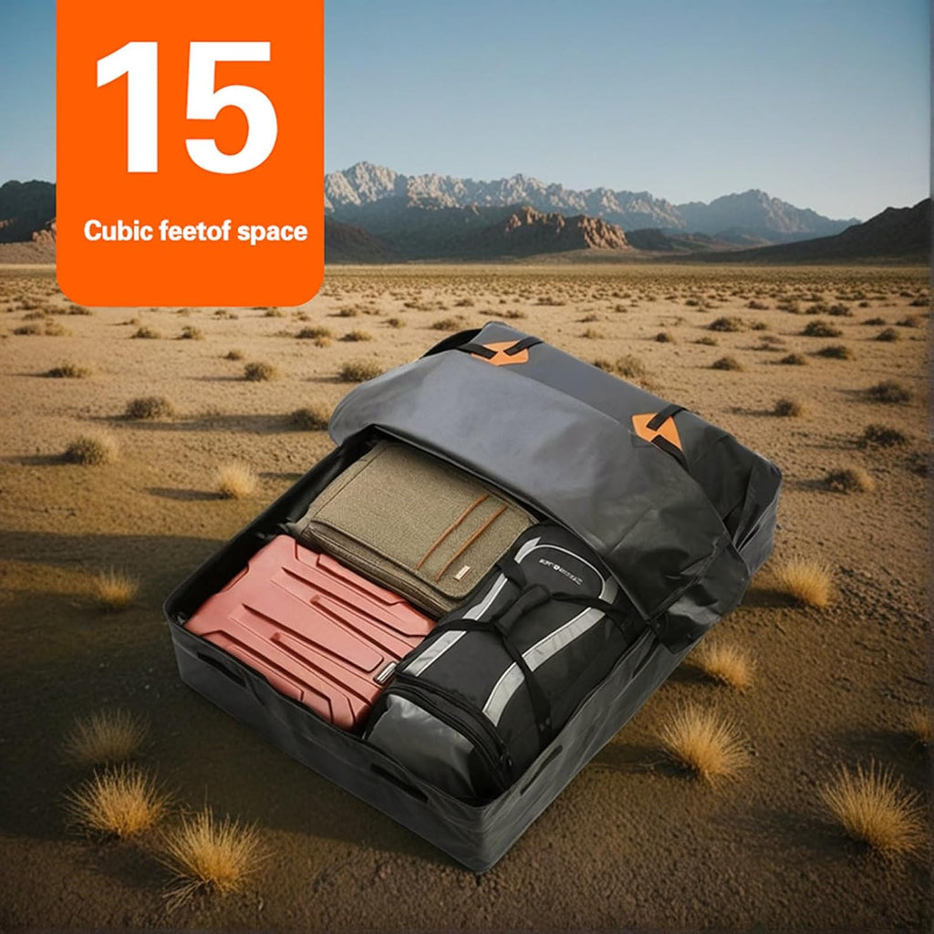 Roof Cargo Bag Heavy Duty Oxford Fabric Rooftop Cargo Carrier with Anti-Slip Mat Weatherproof 15 Cubic Feet Car Top Luggage Storage for SUVs Trucks Sedans