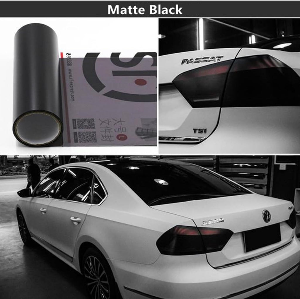 Matte Black Car Light Tint Film - 30x100CM, Headlight, Brake, Taillight & Fog Light Tinted Color Films