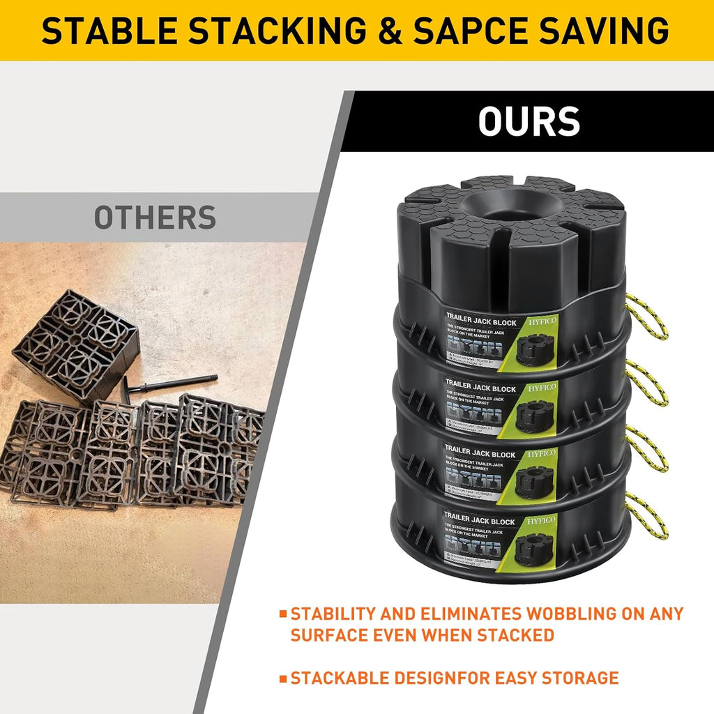 Trailer Jack Block - RV Leveling Blocks for Travel Trailers Wheels and Any Jack, 20,000 lbs RV Jack Blocks with Bag, Camper Universal Compatibility & Convenient Storage 1 Pack