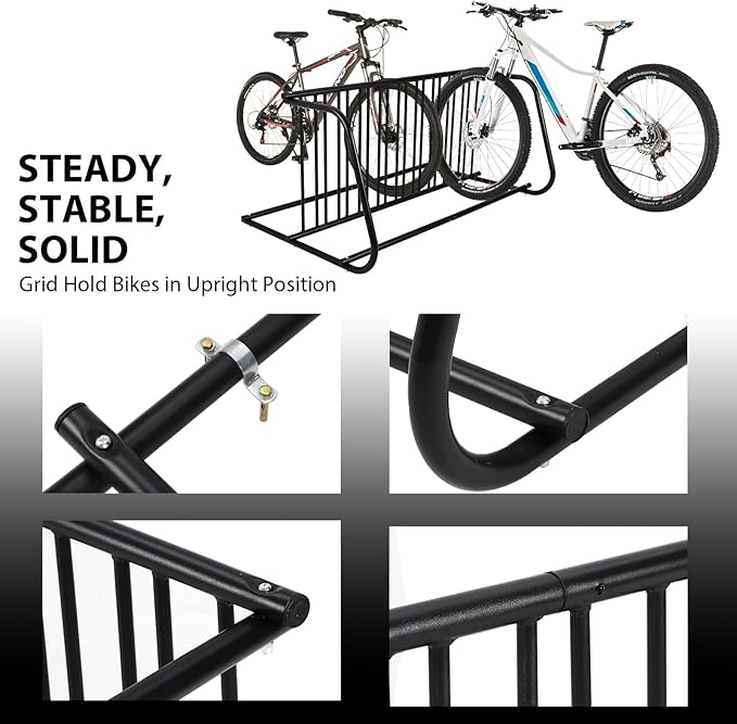 Outdoor Bike Storage, 10 Bike Rack Garage, 61 In Long All-Steel Mesh Bikes Rack - Image 4