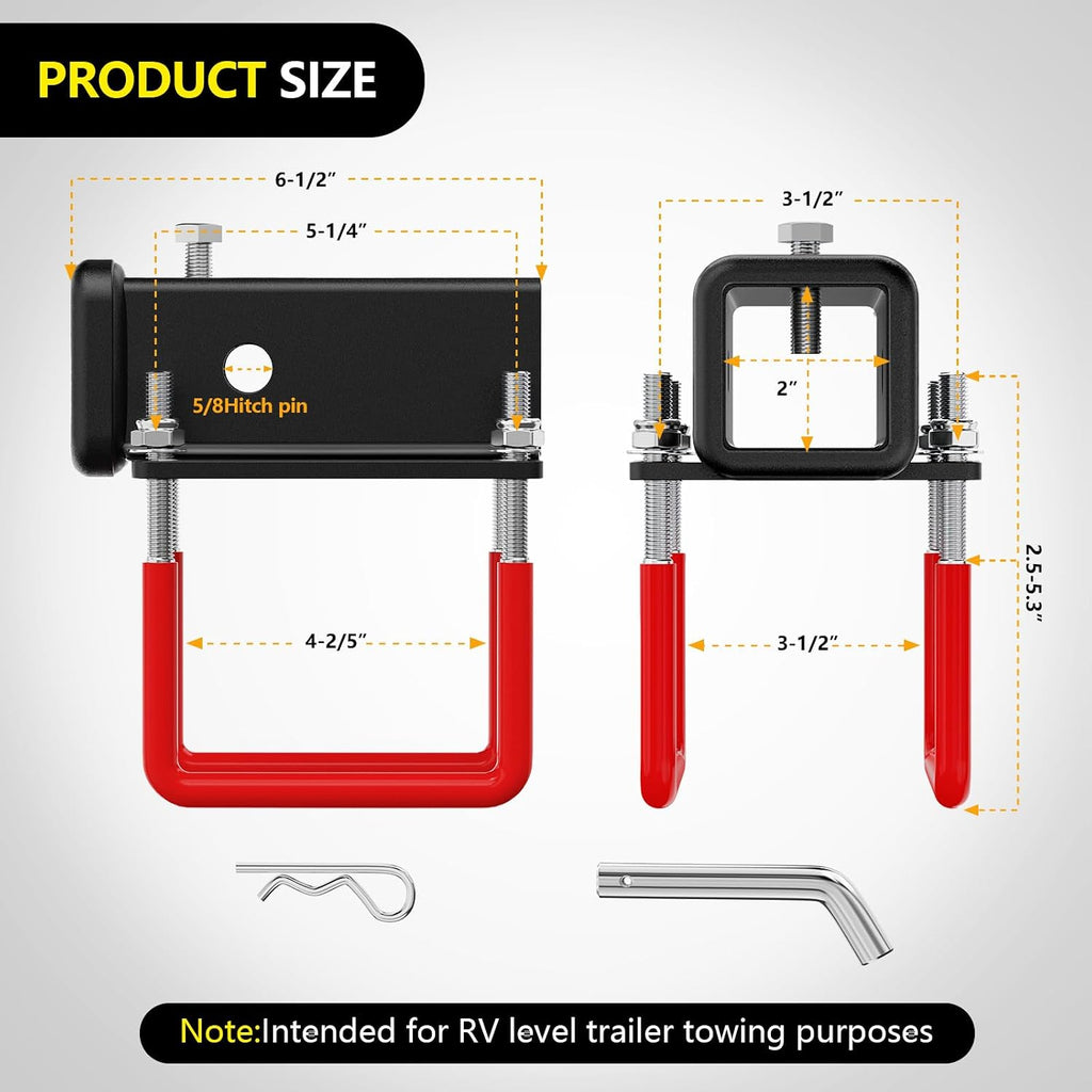 Nilight 2 Inch RV Bumper Hitch Receiver with Hitch Pin Fits 4-4.5" Beam, 200Lbs Tongue Weight Capacity Adapter, Travel Trailer Rear Bumper, Fit for Camper Bike Racks Cargo Carrier Car