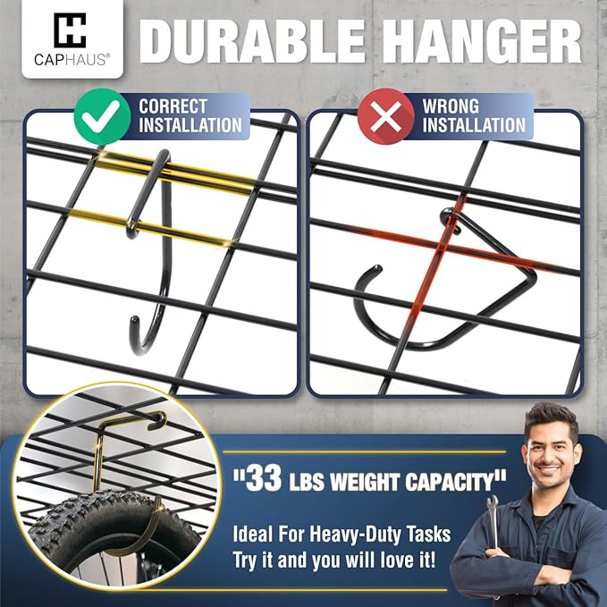Fencer Wire 72 in. W x 18 in. D Wall Mounted Garage Wall Shelving w/ 4 Hooks - Image 4