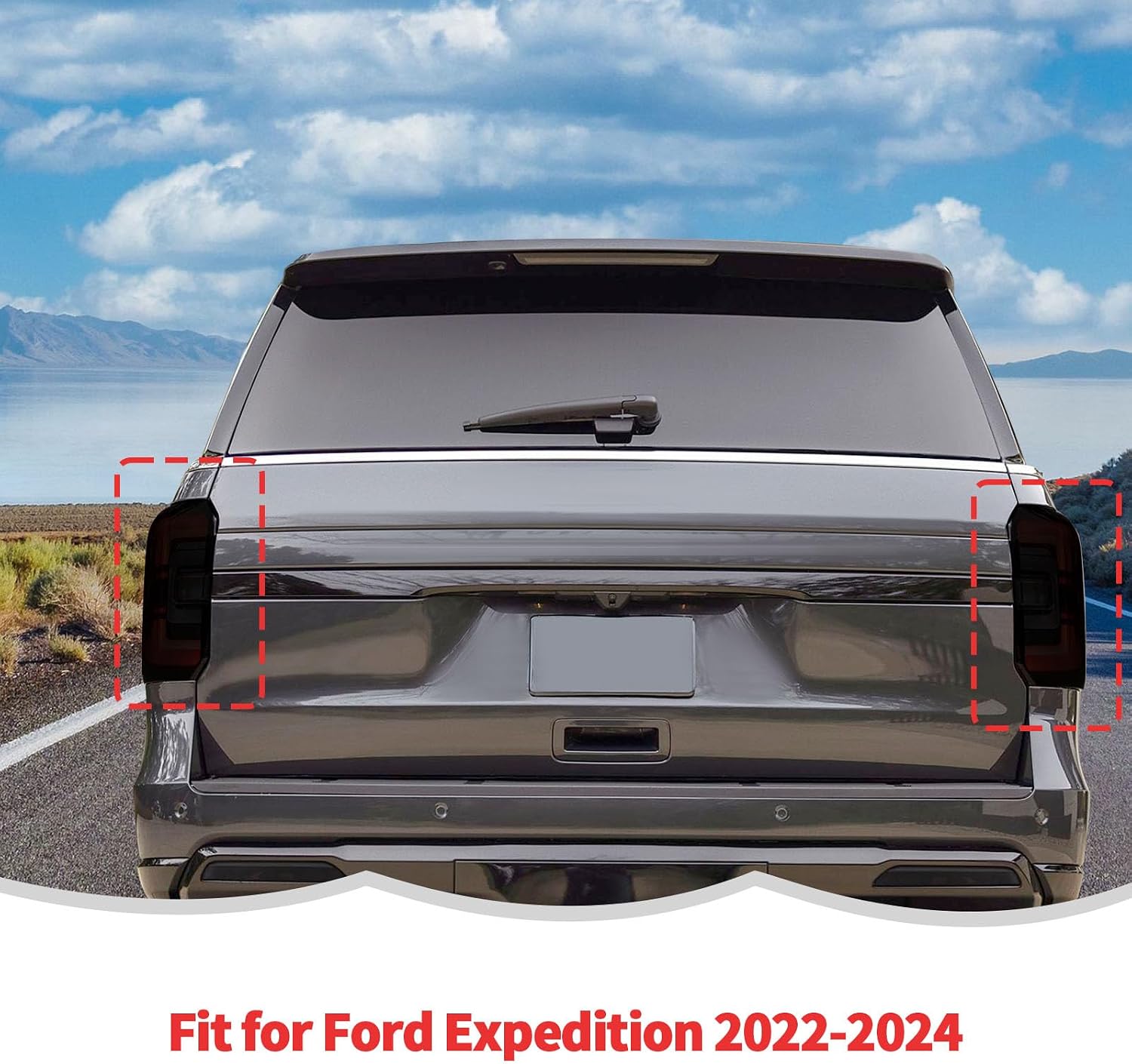 RT-TCZ Smoked Black Tail Light Lamp Cover Guard Trim Decoration Exterior Accessories for Ford Expedition 2022 2023 2024