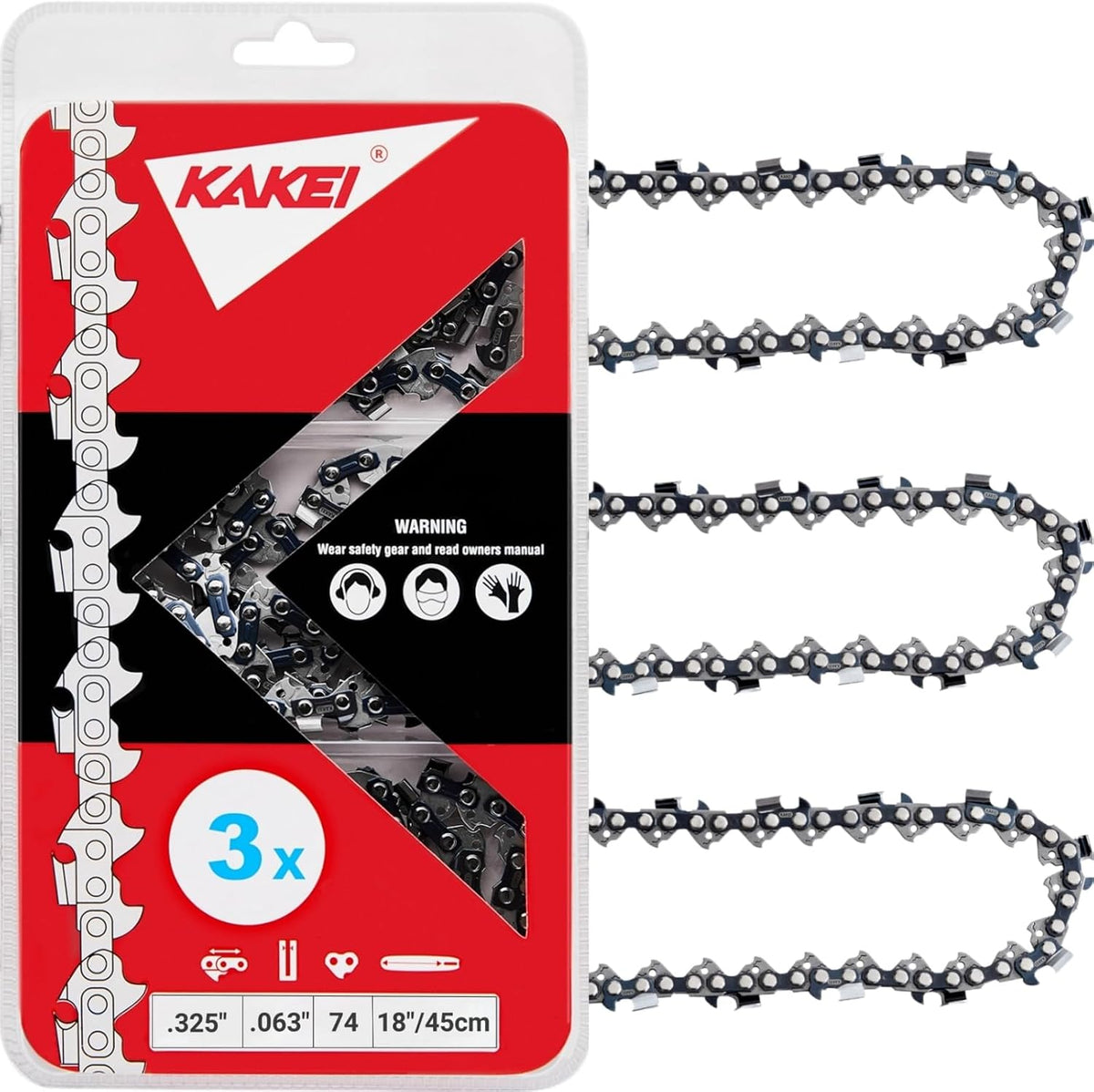 kakei chainsaw chain 18 inch .325" pitch .063", main product view