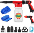 Car Wash Foam Gun/Hose Sprayer, 16 IN 1 Foam Cannon for Car/Garden Cleaning | Adjustable with 2.5-6 Ratio Dial Foam Blaster, 1L Bottle, Nozzles, Mitten&Towel, 1/2” Quick Connector for Garden Hose,Sprayer