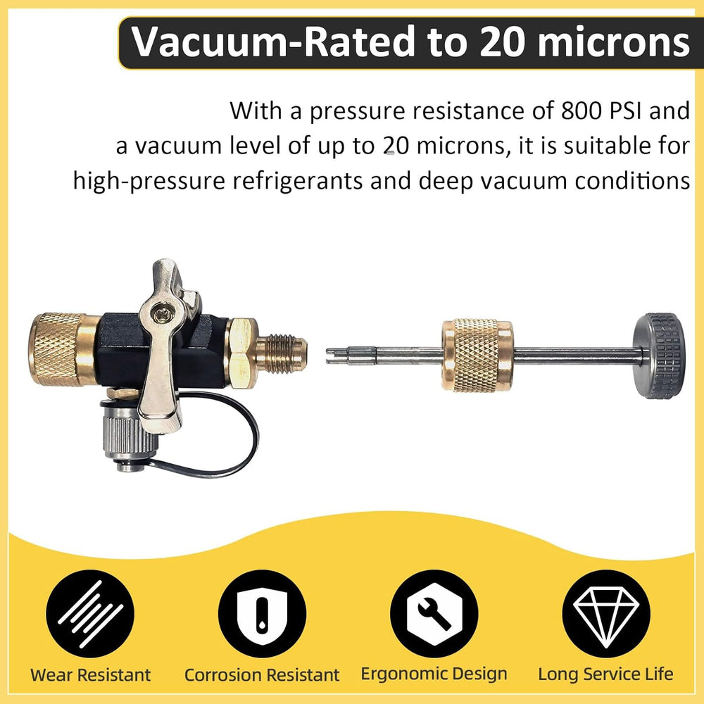 2 Pack 1/4" Mega Flow Valve Core Remover, 20 Micron HVAC Vacuum Tool
