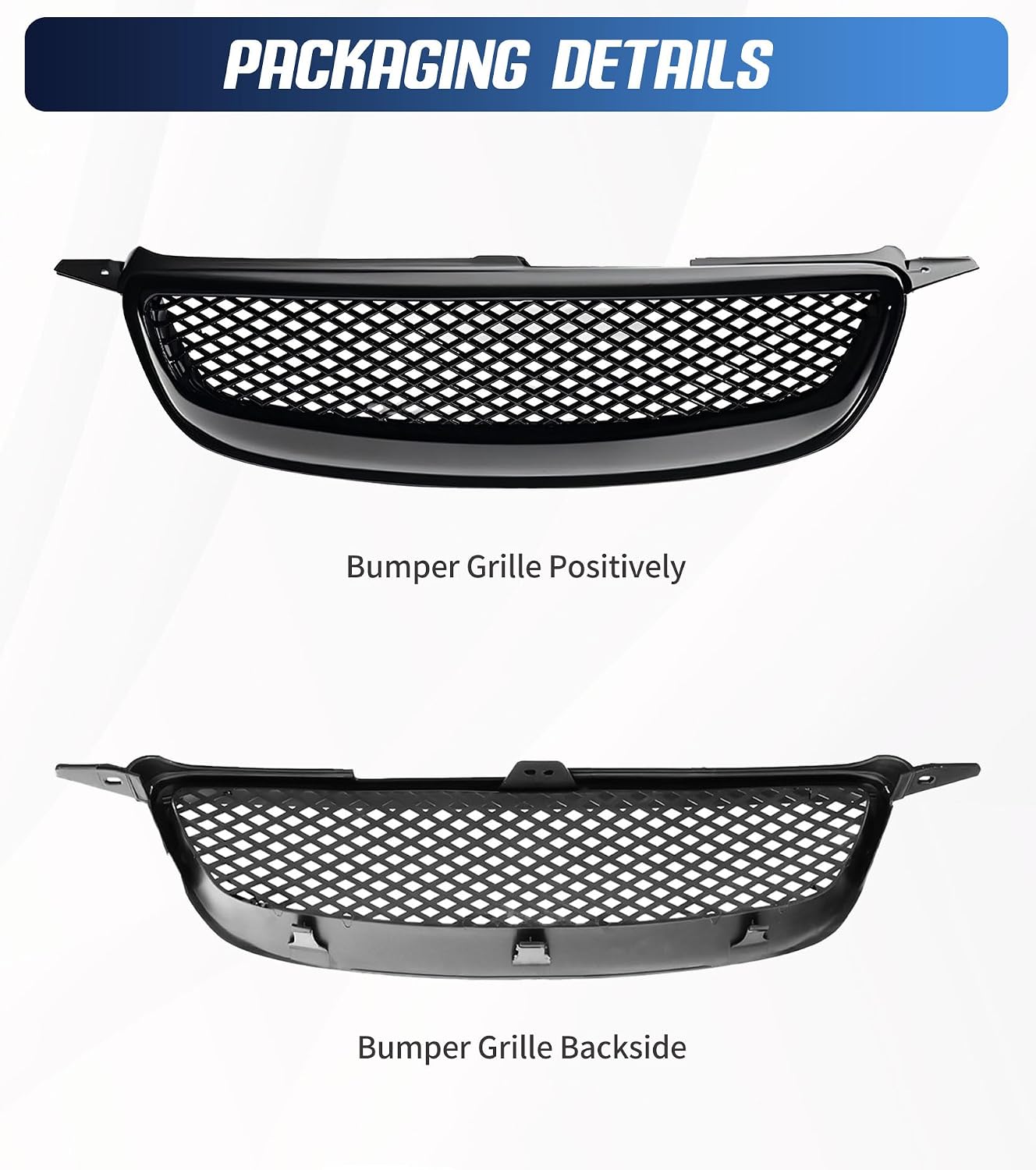 Front Grille Compatible with 2003-2008 Toyota Corolla CE LE S XRS Hood Mesh Grille ABS Plastic Glossy Black