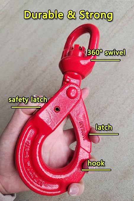 Swivel Self-Locking Hook 6944 lbs Grade 80 Swivel Self Locking Hook Heavy Duty - Image 6