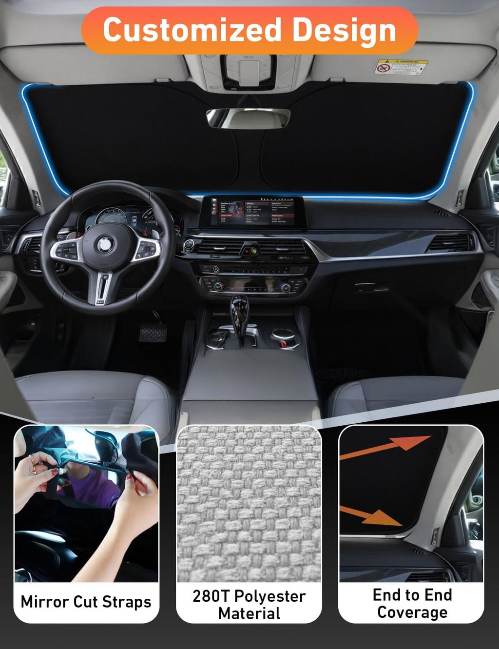 EcoNour Windshield Sunshade Compatible for Toyota RAV4 2019-2024 2025,2026 LE, XLE, Premium, XSE, Limited, SE, TRD Off-Road, Sun Visor for Front Window Sun Shade Cover, UV Protector, Car Accessories