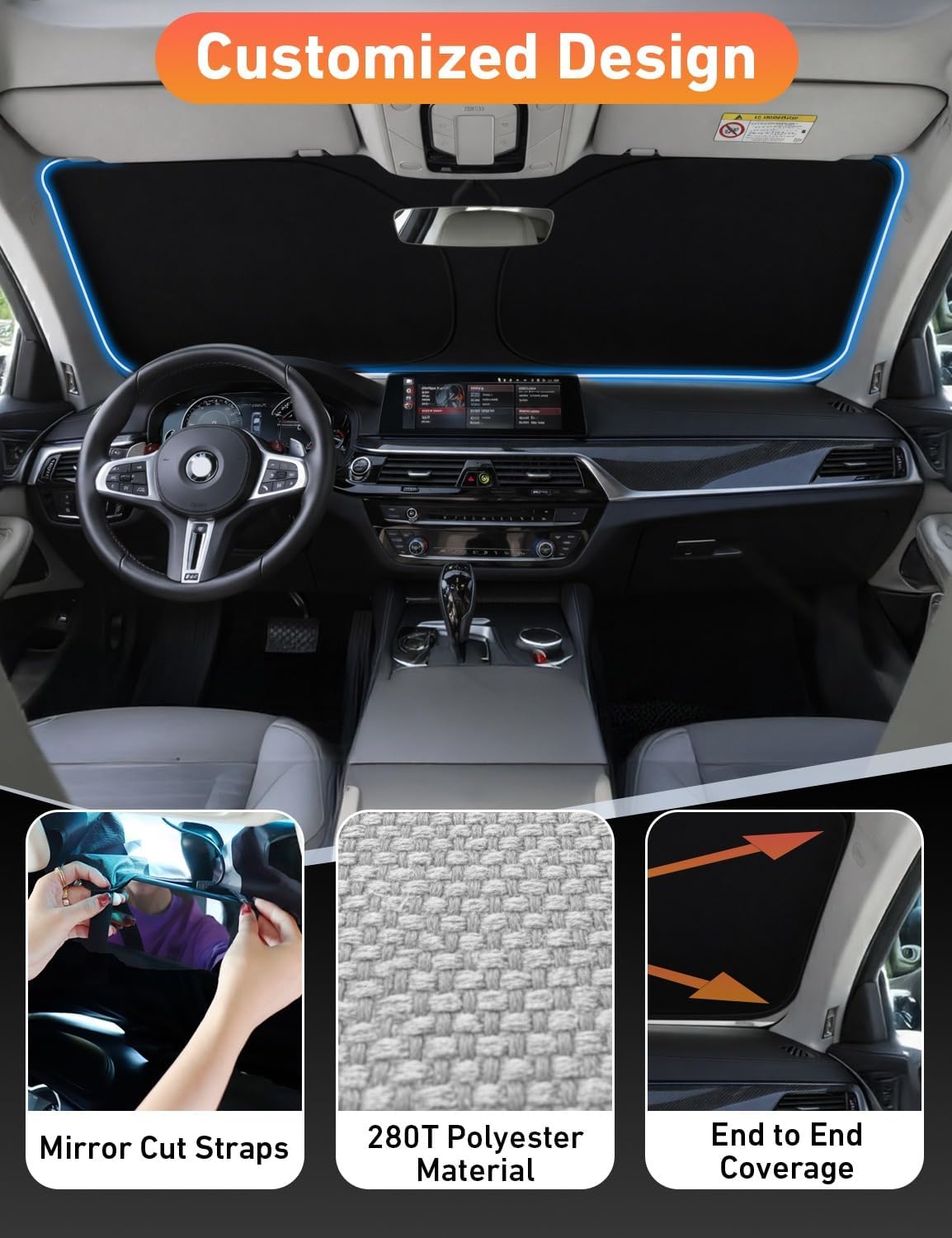 EcoNour Windshield Sunshade Compatible for Toyota RAV4 2019-2024 2025,2026 LE, XLE, Premium, XSE, Limited, SE, TRD Off-Road, Sun Visor for Front Window Sun Shade Cover, UV Protector, Car Accessories