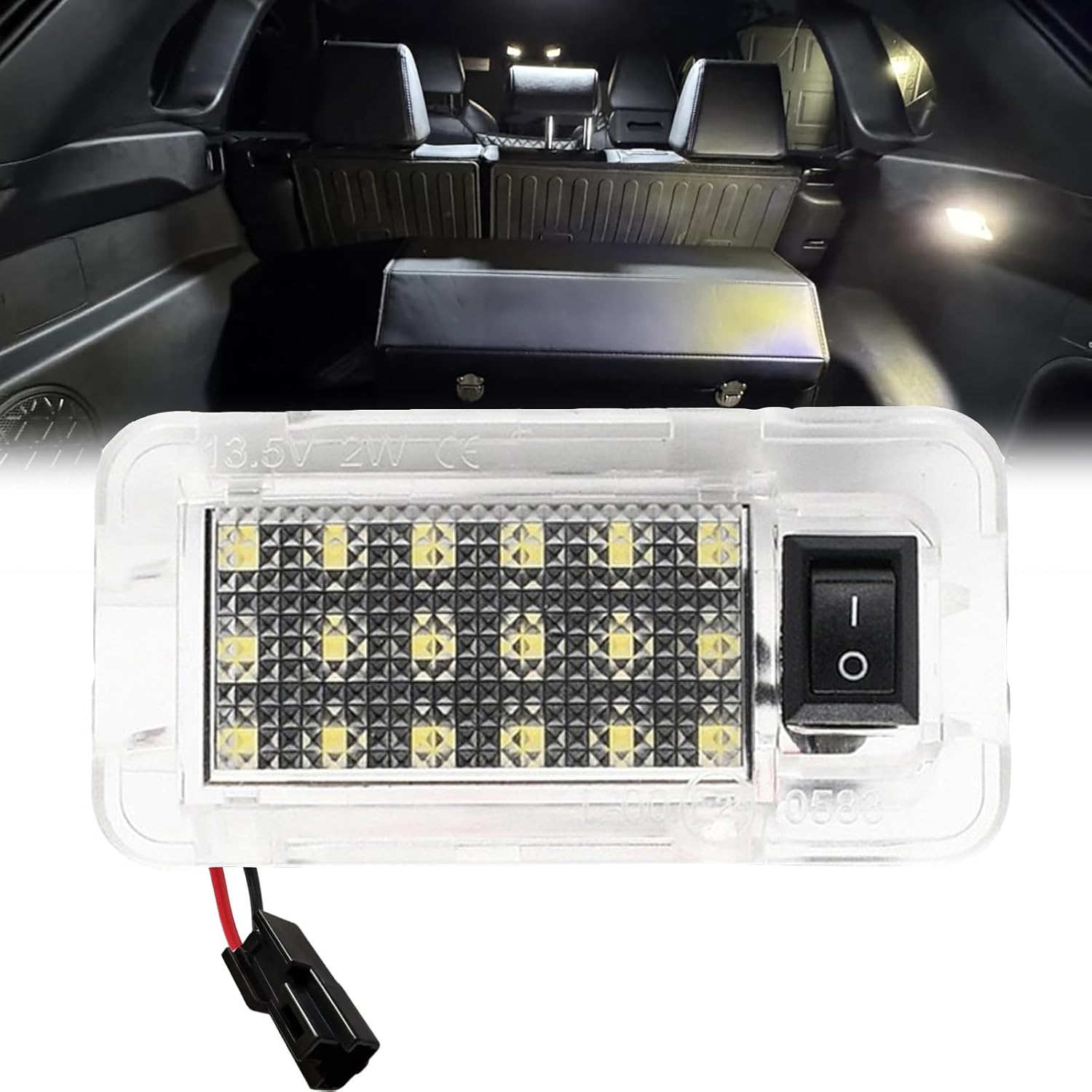 1PC LED Luggage Compartment Lights w/Switch Compatible with Toyota RAV4 Sienna Highlander Prius Venza Scion tC xB, Replacement for Lexus RX350 CT200h NX300h White LED Interior Trunk Cargo Area Lamp