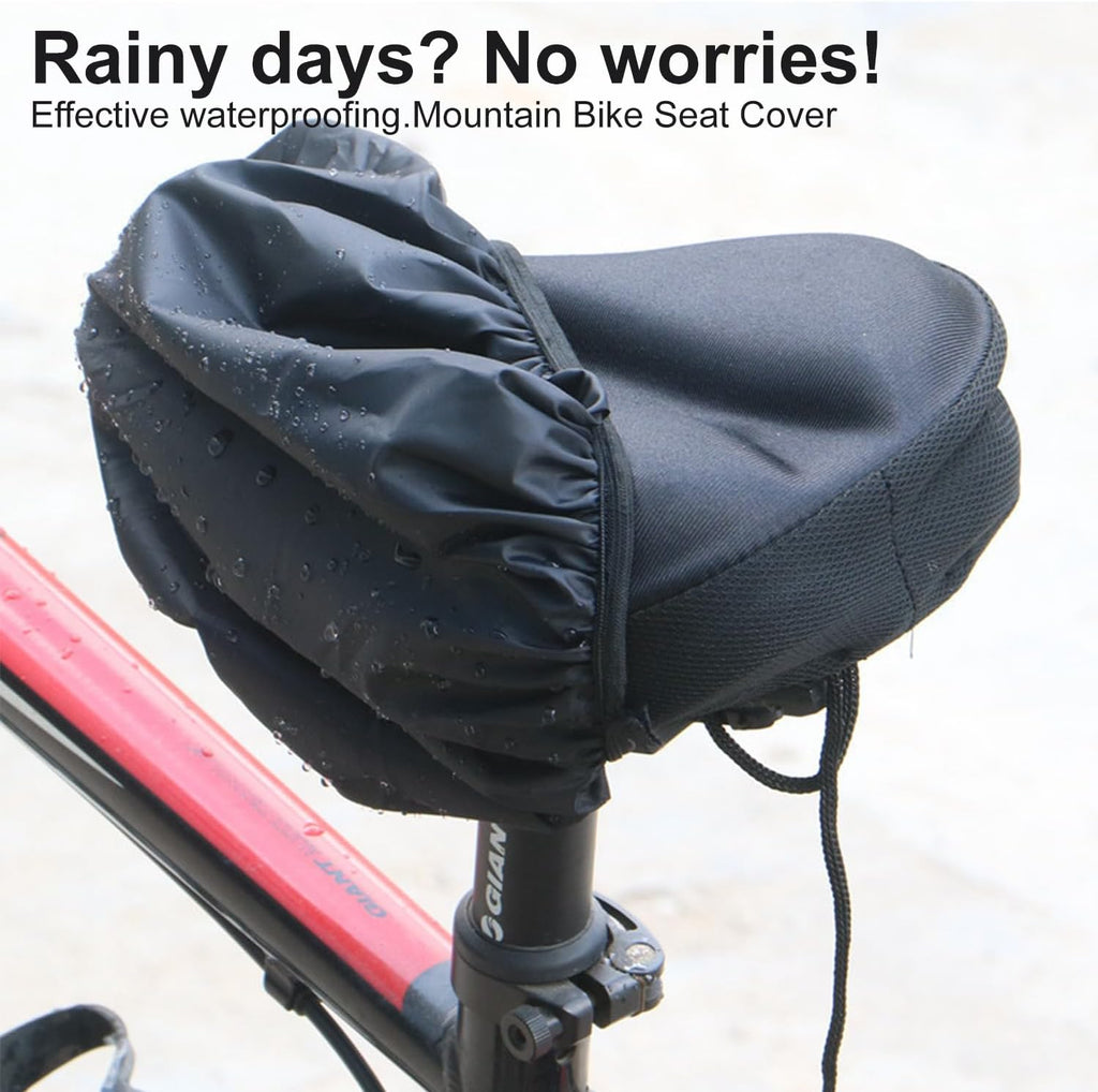 JoanofArc Bike Seat Cover Waterproof, Rain Cover with Drawstring for Mountain Bicycle, Rain Dustproof Cover, Suitable for Outdoor Riding, Easy on and Off with Drawstring Strap, 2 Packs