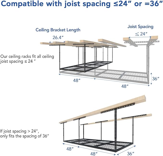 FLEXIMOUNTS 3x8 Overhead Garage Storage Rack, Adjustable Storage Organization - Image 3