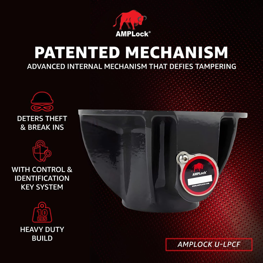 AMPLock - U-LPCF Heavy Duty Trailer Kingpin Lock, Patented Cylinder Lock, Commercial Trailer Security Conical King Pin Lock, Reliable Heavy Duty Kingpin Lock for Enhanced Trailer Protection & Security