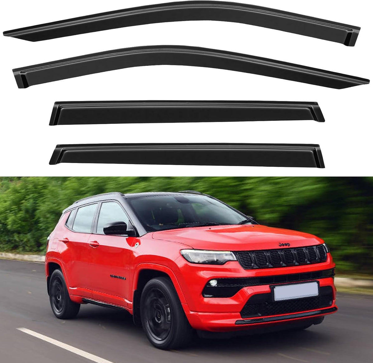 Window Visors Rain Guards for 2017-2025 Jeep Compass, Out-Channel Window Vent