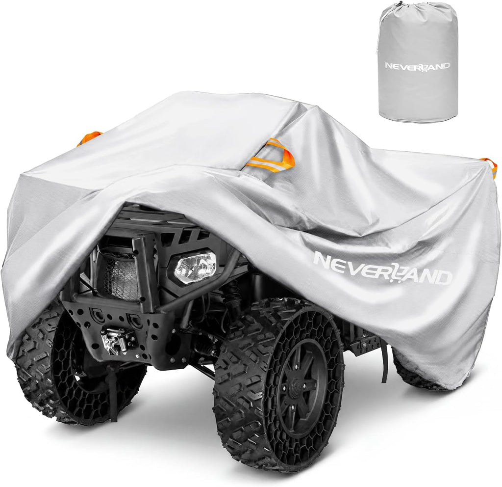 NEVERLAND ATV Cover Waterproof Heavy Duty 4 Wheeler Cover Quad Cover All Season Weather Proof Outdoor UV Protection for Polaris Yamaha Suzuki Honda (Gray XLarge)