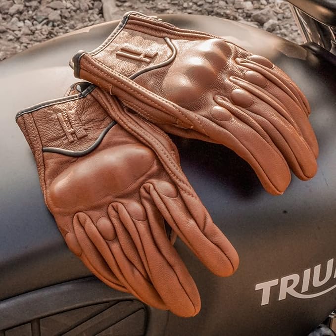 Harssidanzar Women's Motorcycle Gloves, Leather Motorcycle Gloves, Motorbike - Image 3