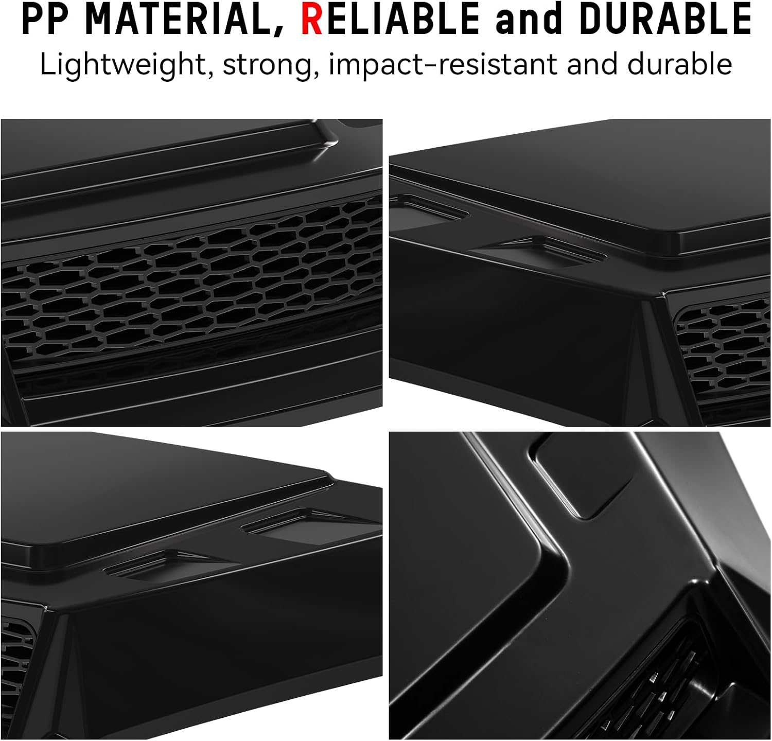 Sport Hood Scoop with Mesh for Honda Pioneer 1000 16-25, Black Front Hood Cover with Grill Vents Kit Air Flow Intake Hood Scoop for Honda Pioneer 1000-3 1000-5 1000-6 2016-2025 Accessories