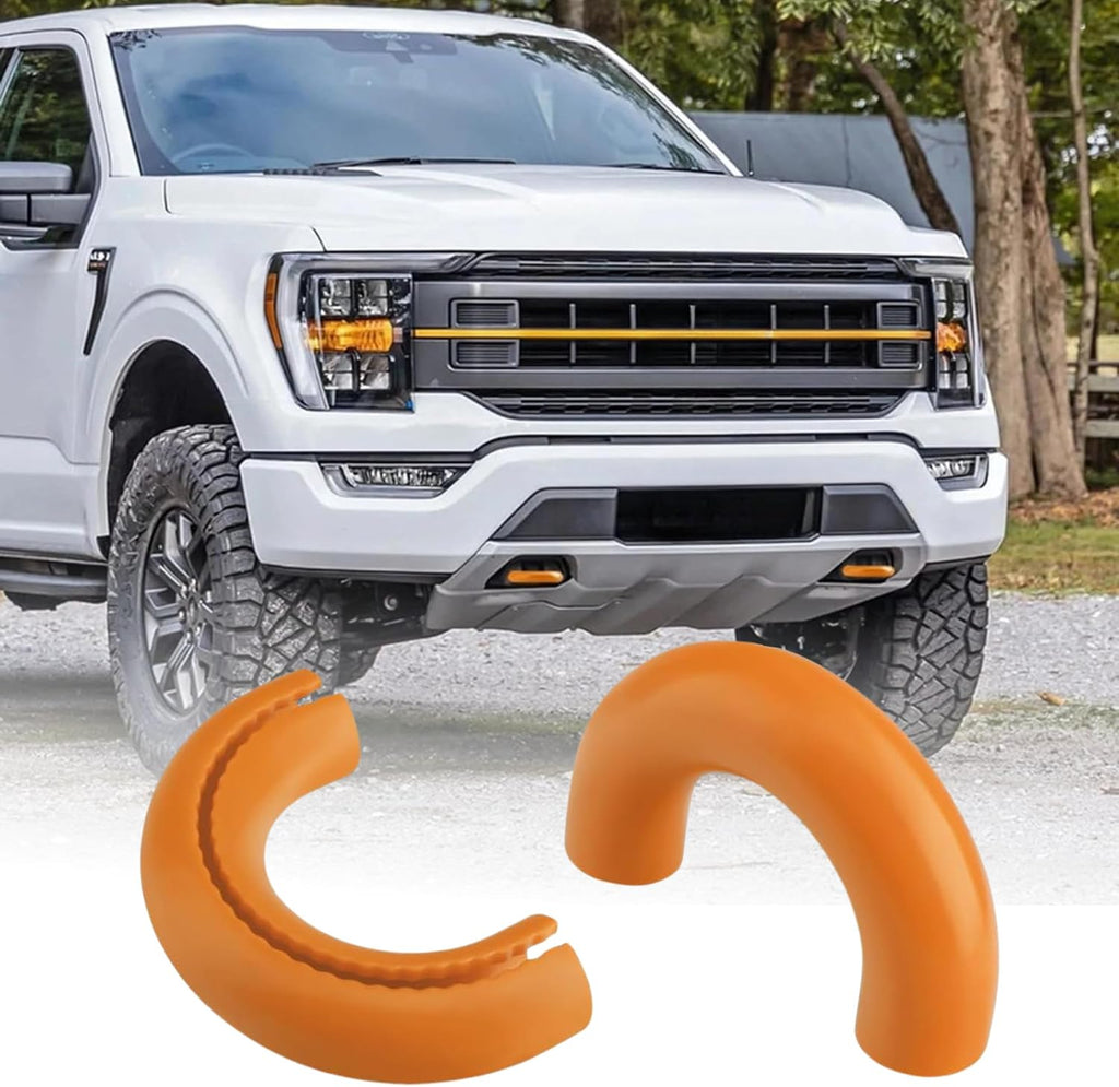 Tow Hook Covers Compatible with 2004-2026 F150 Accessories Bronco Base/Big Bend/Outer Banks-Fit for 2017-2021 Tundra Accessories-Upgrade Design, Silicon Rubber (F150 Tremor Orange)