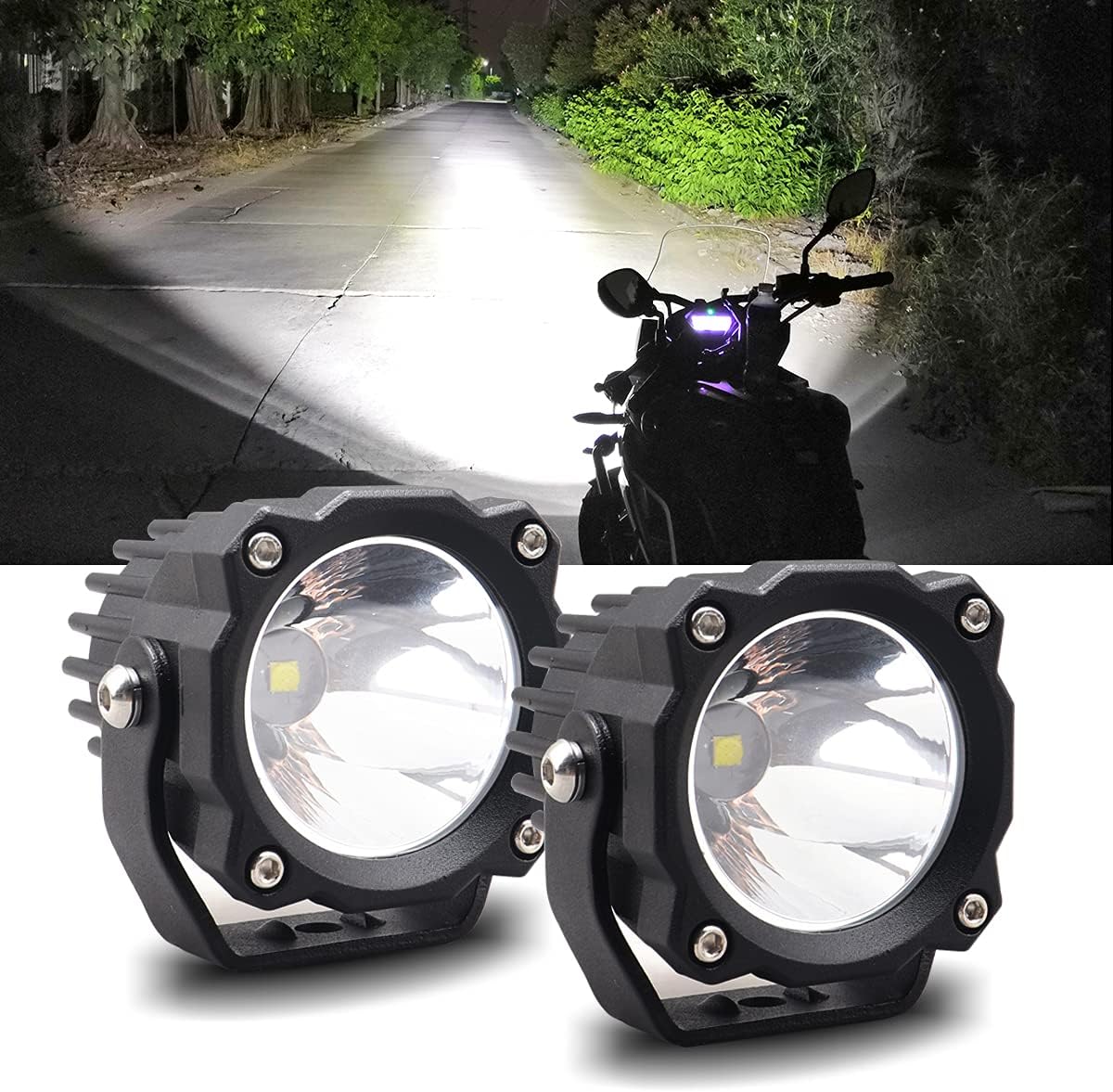 chelhead led driving lights, 2.7 inch square 6500k, main product view