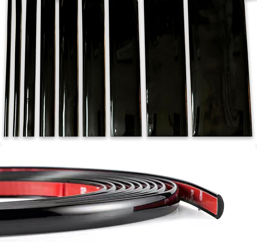 NANSH 16Ft Glossy Black Extra Thick Auto Molding Trim Universal Bumper Window Door Body Side Decorative Strip Scratch-Proof (Width: 1/4inch [6mm])