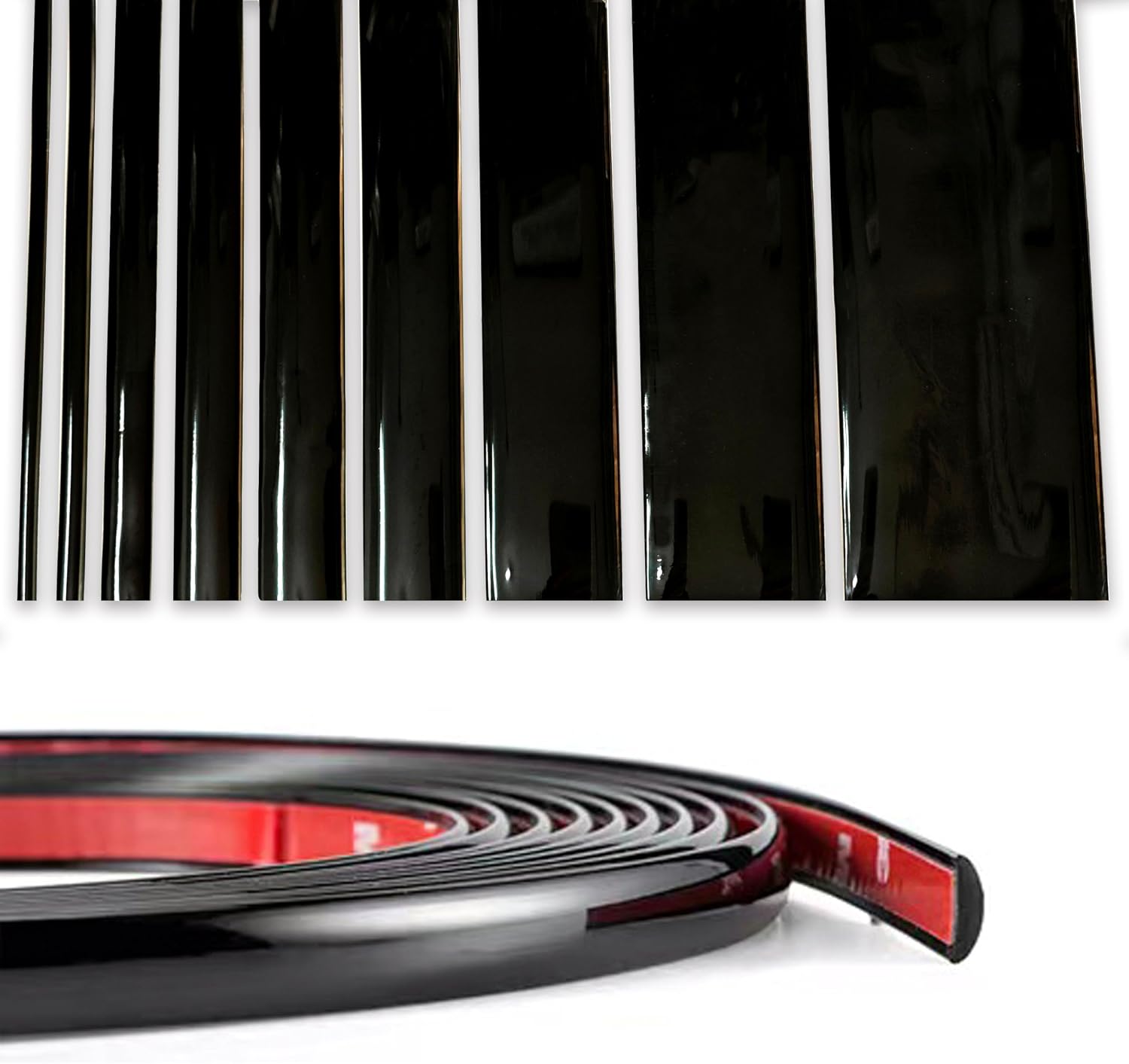 NANSH 16Ft Glossy Black Extra Thick Auto Molding Trim Universal Bumper Window Door Body Side Decorative Strip Scratch-Proof (Width: 1/4inch [6mm])