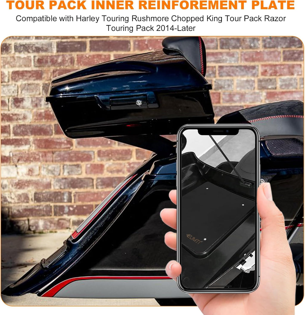 Metal Base Plate, 2MM Thick Laser Cut Trunk Inner Mounting Base Reinforcement Plate Compatible with Harley Touring Rushmore Chopped King Razor Touring Pack 2014-2026