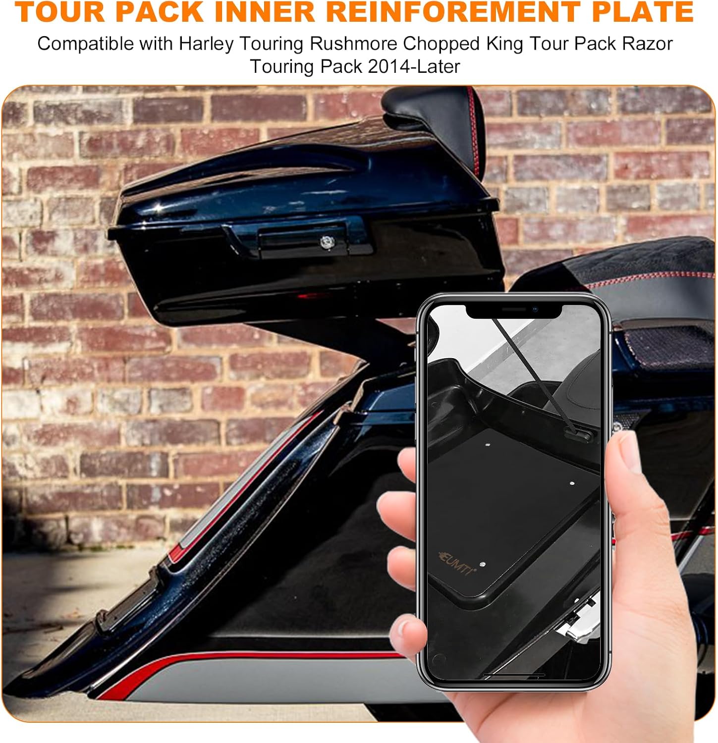 Metal Base Plate, 2MM Thick Laser Cut Trunk Inner Mounting Base Reinforcement Plate Compatible with Harley Touring Rushmore Chopped King Razor Touring Pack 2014-2026